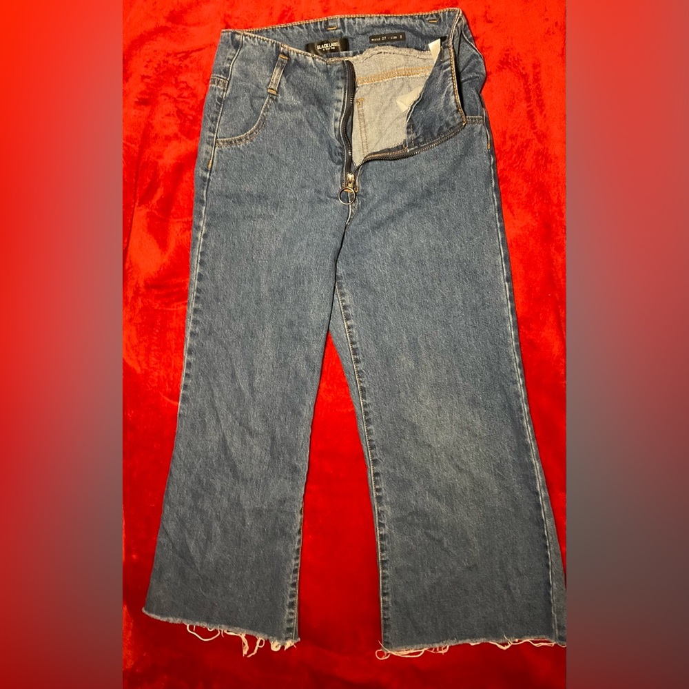 High-Waisted Flared Jeans. 3/4 length. Size 3